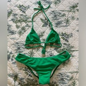 Maui Girl Green Bikini Set Brazilian Tiny L S